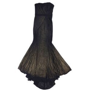 BADGLEY MISCHKA Collection Iridescent Strapless Gown Gold HOCO Formal Dressy 10